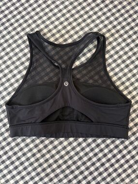 lululemon  Black Racerback Sports Bra with mesh detail